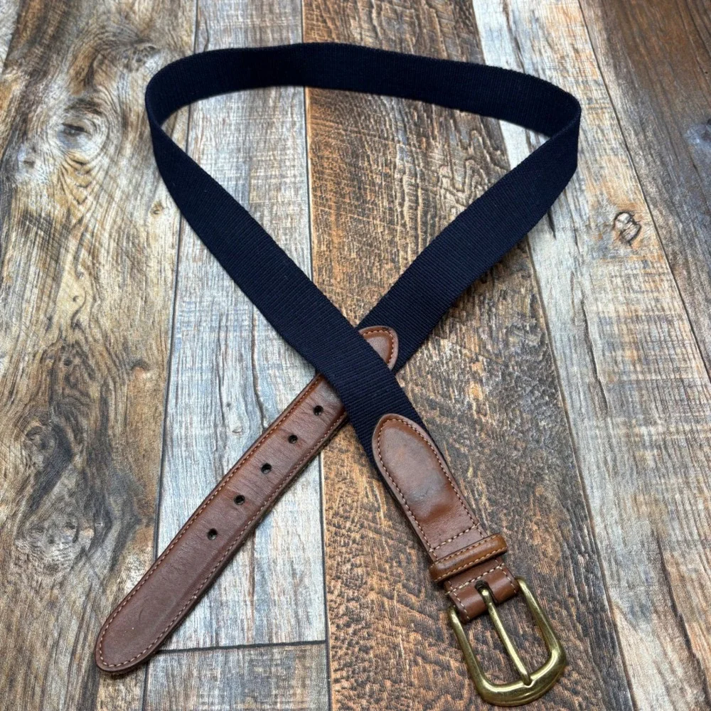 Torino Mens Belt Golf Navy Blue Webbing Leather Solid Brass Size 40